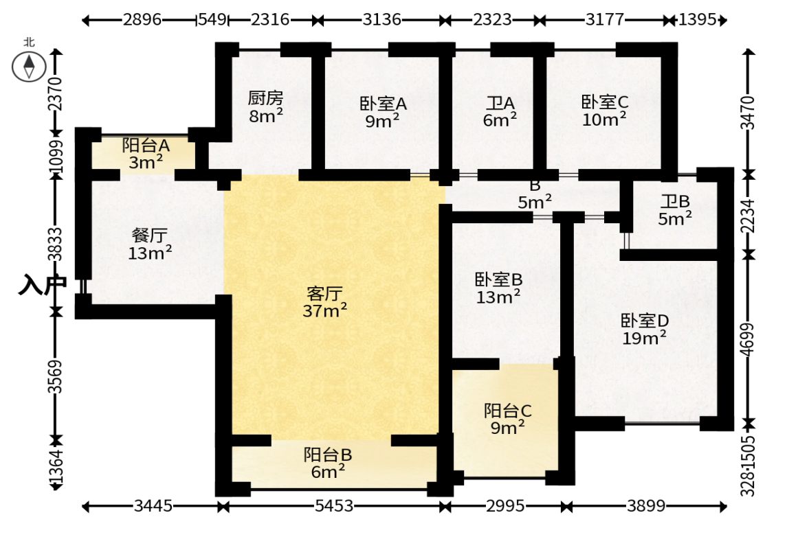 藏珑湖上国际花园  4室2厅2卫   198.00万户型图