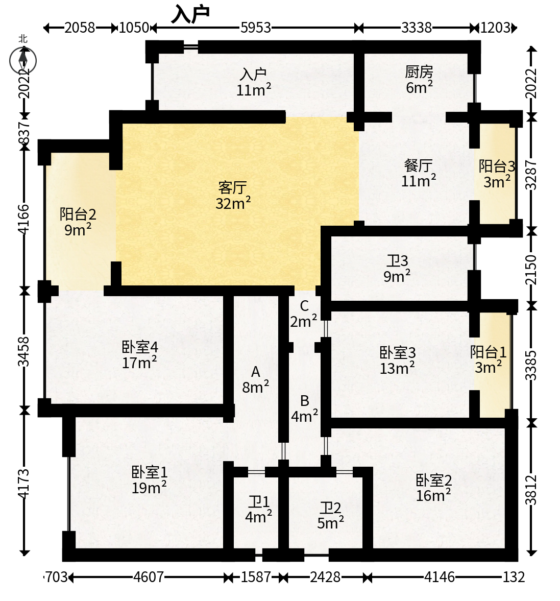 中建江山壹号  4室2厅3卫   420.00万户型图