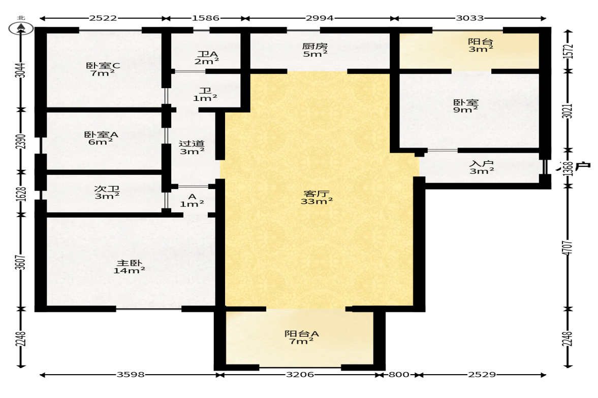 碧桂园中央花园  4室2厅2卫   131.00万户型图