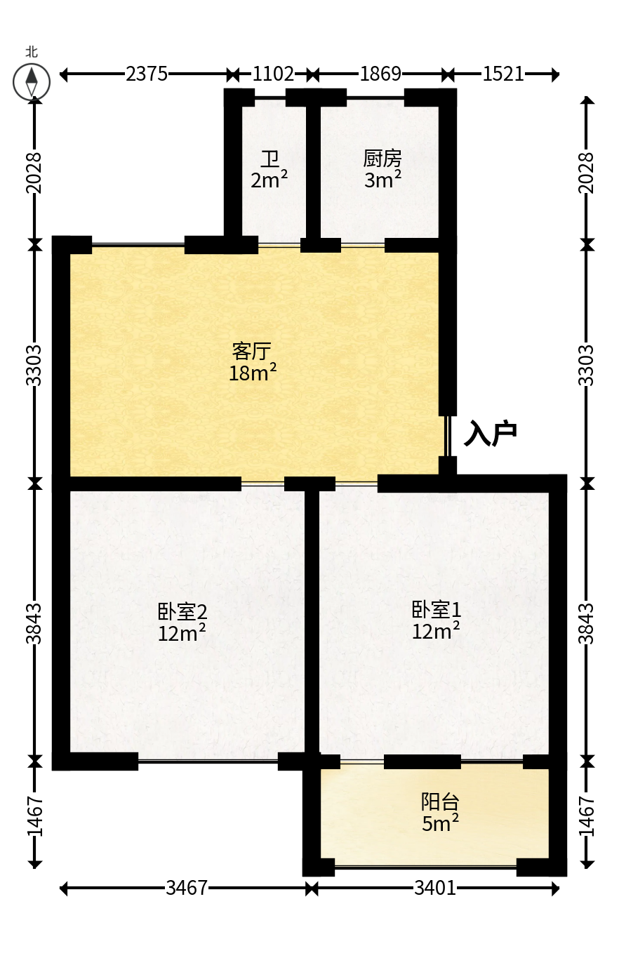 湘运新村  1室1厅1卫   38.00万户型图