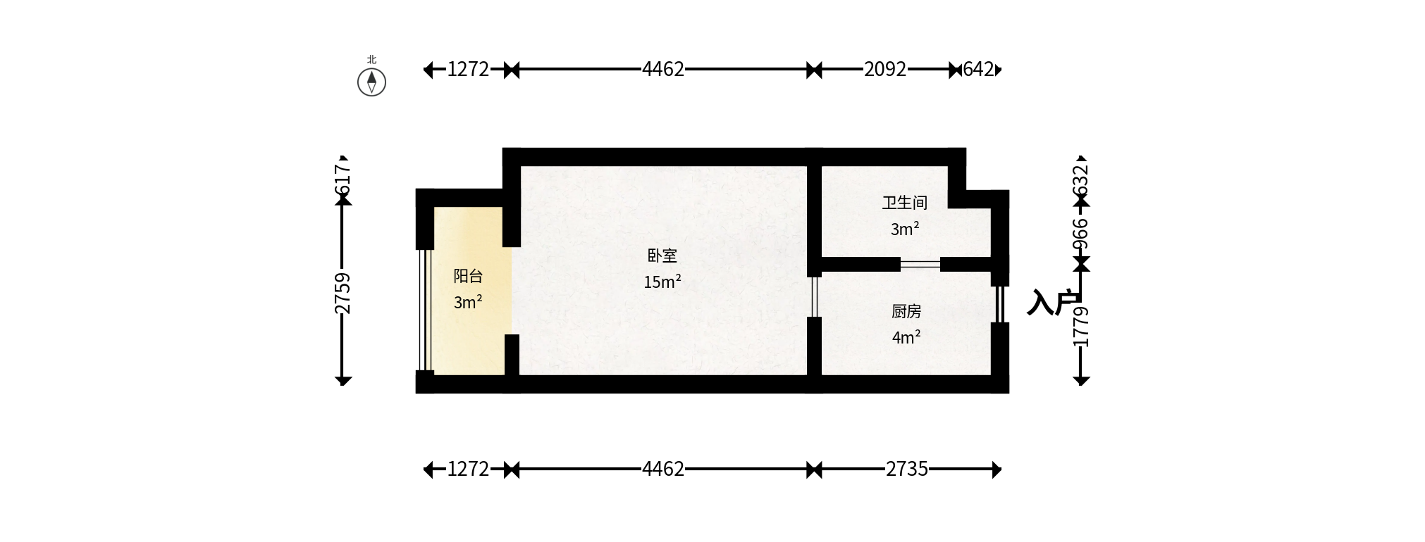 五矿紫湖香醍  1室1厅1卫   16.80万户型图