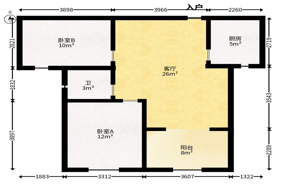 中一九骏（枫桥苑）  2室2厅1卫   85.00万户型图