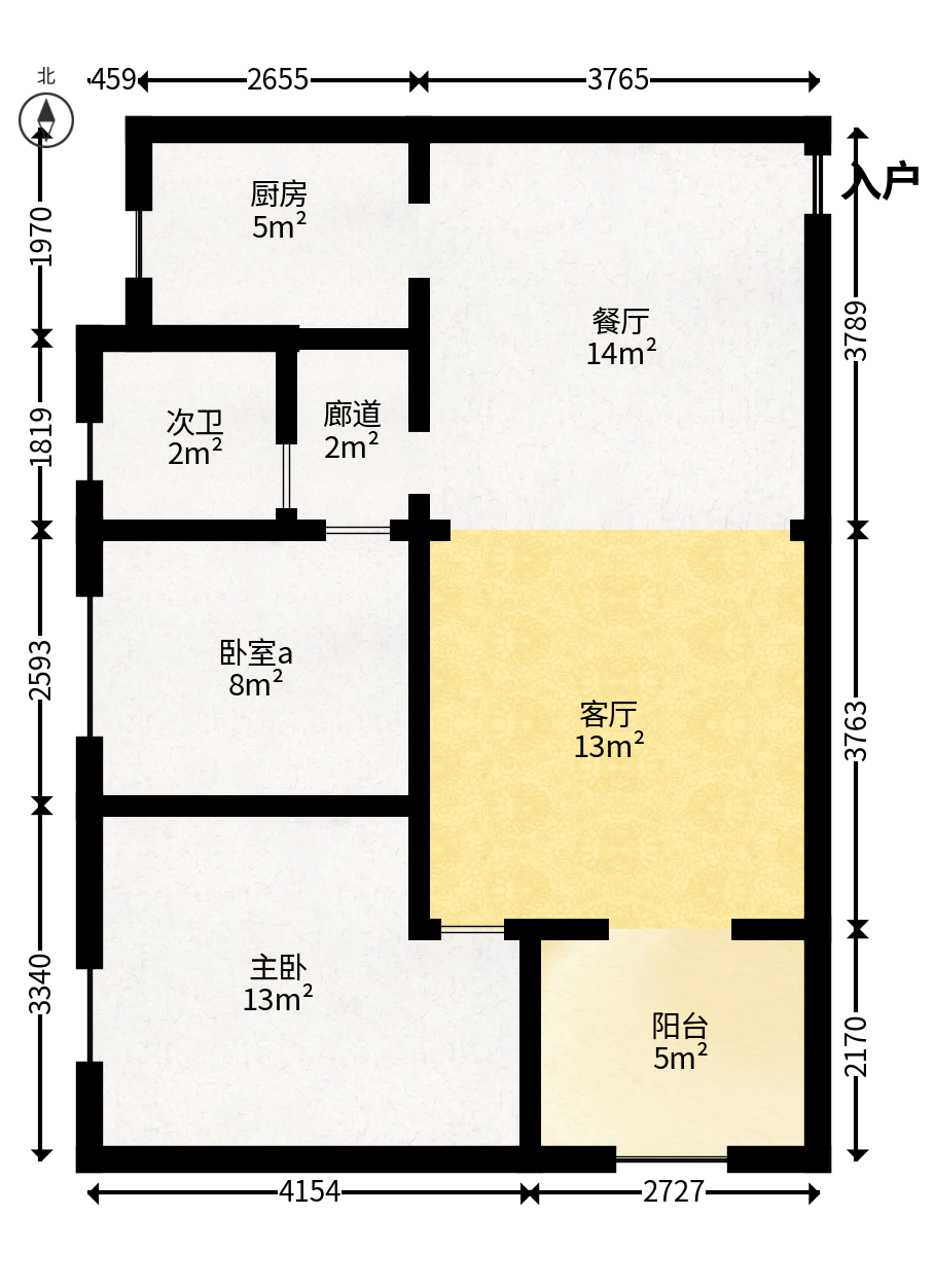 麓谷星辰  3室2厅1卫   75.00万户型图