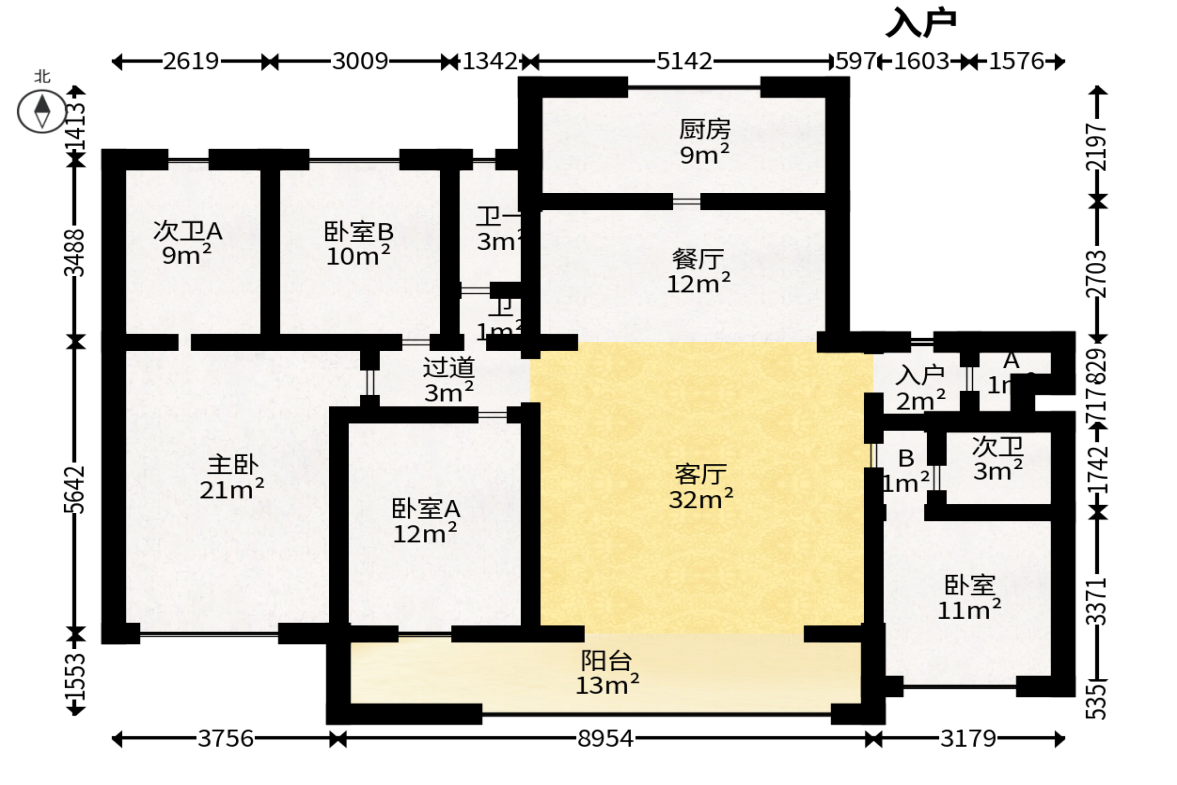 万科松湖天地  4室2厅3卫   296.00万户型图