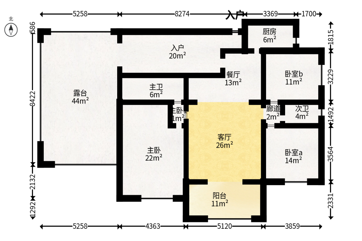 润芳园  4室2厅2卫   168.00万户型图