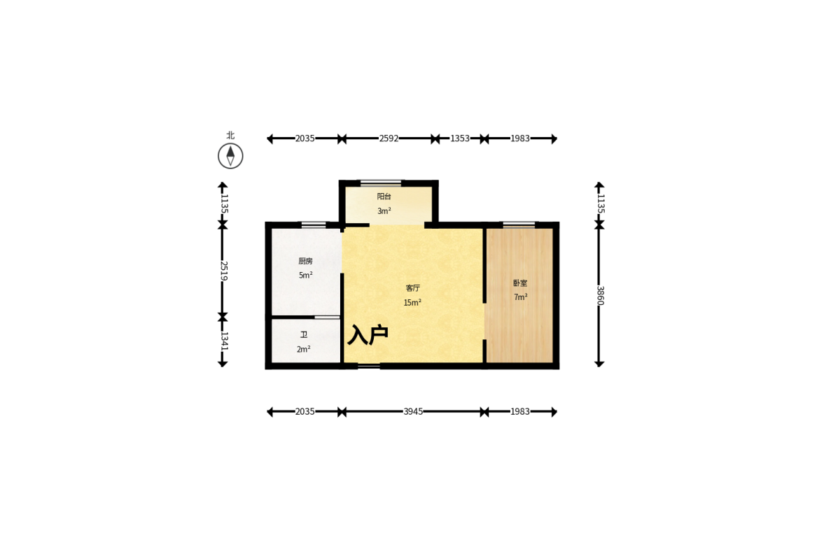 标志浪漫满屋（枫景公寓）  1室1厅1卫    29.6万户型图