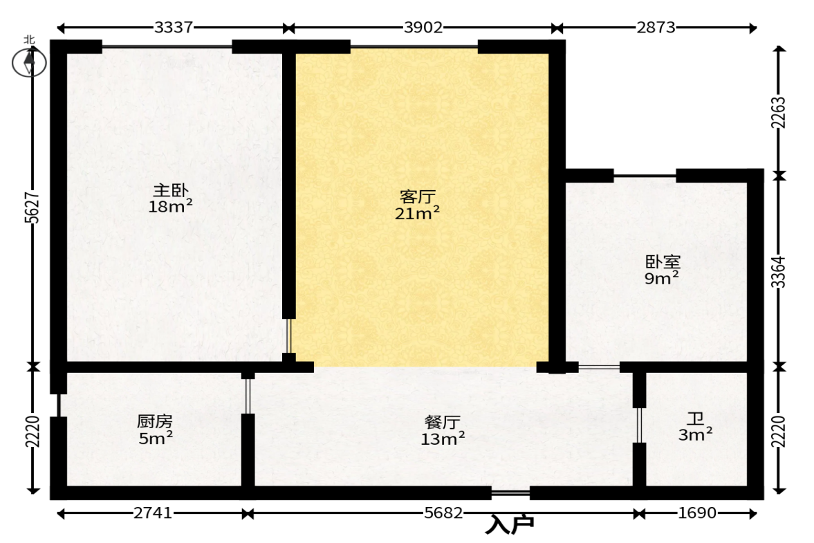 王府井公寓（福源公寓）  1室1厅1卫   108.00万户型图