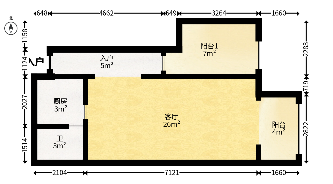 少帅府  1室1厅1卫   50.00万户型图