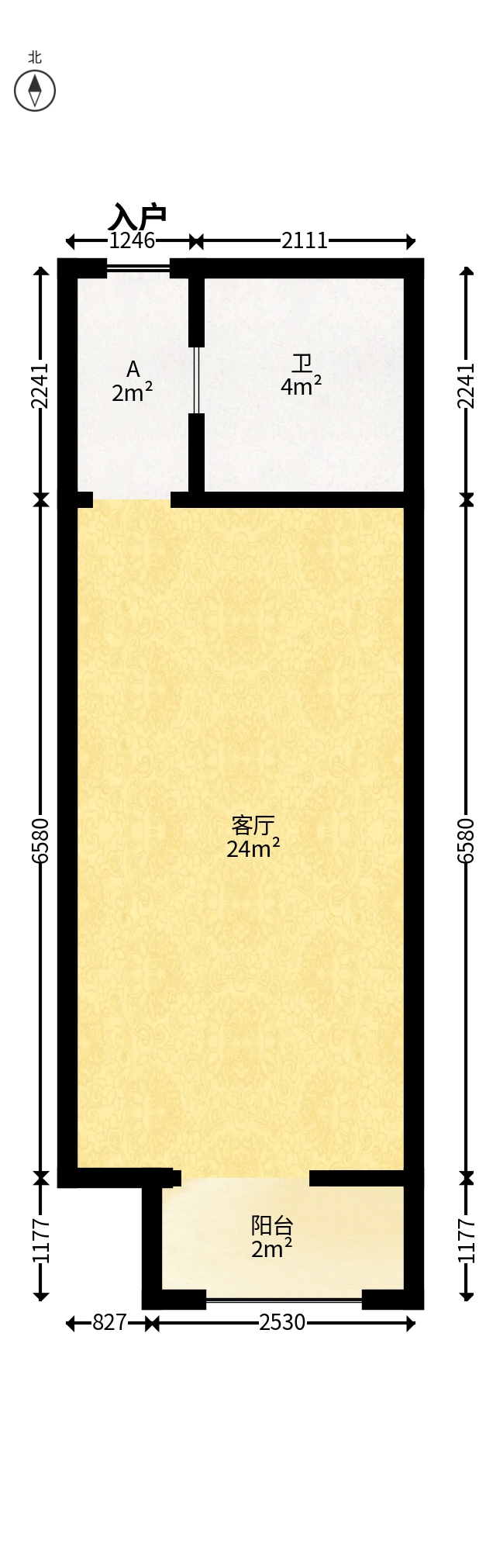 玛依拉山庄  1室1厅1卫   25.00万户型图