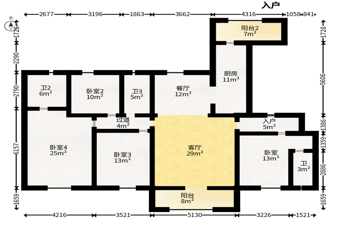 碧桂园荟隽棠  4室2厅3卫   190.00万户型图