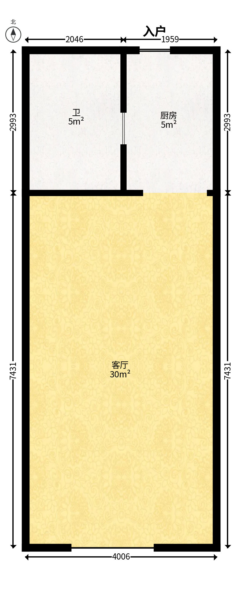 昊天大厦  1室1厅1卫   35.00万户型图