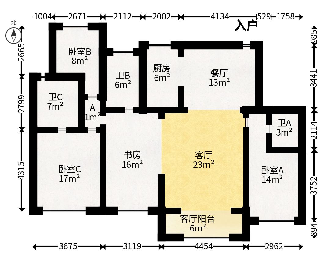正荣滨江紫阙台  4室2厅1卫   200.00万户型图
