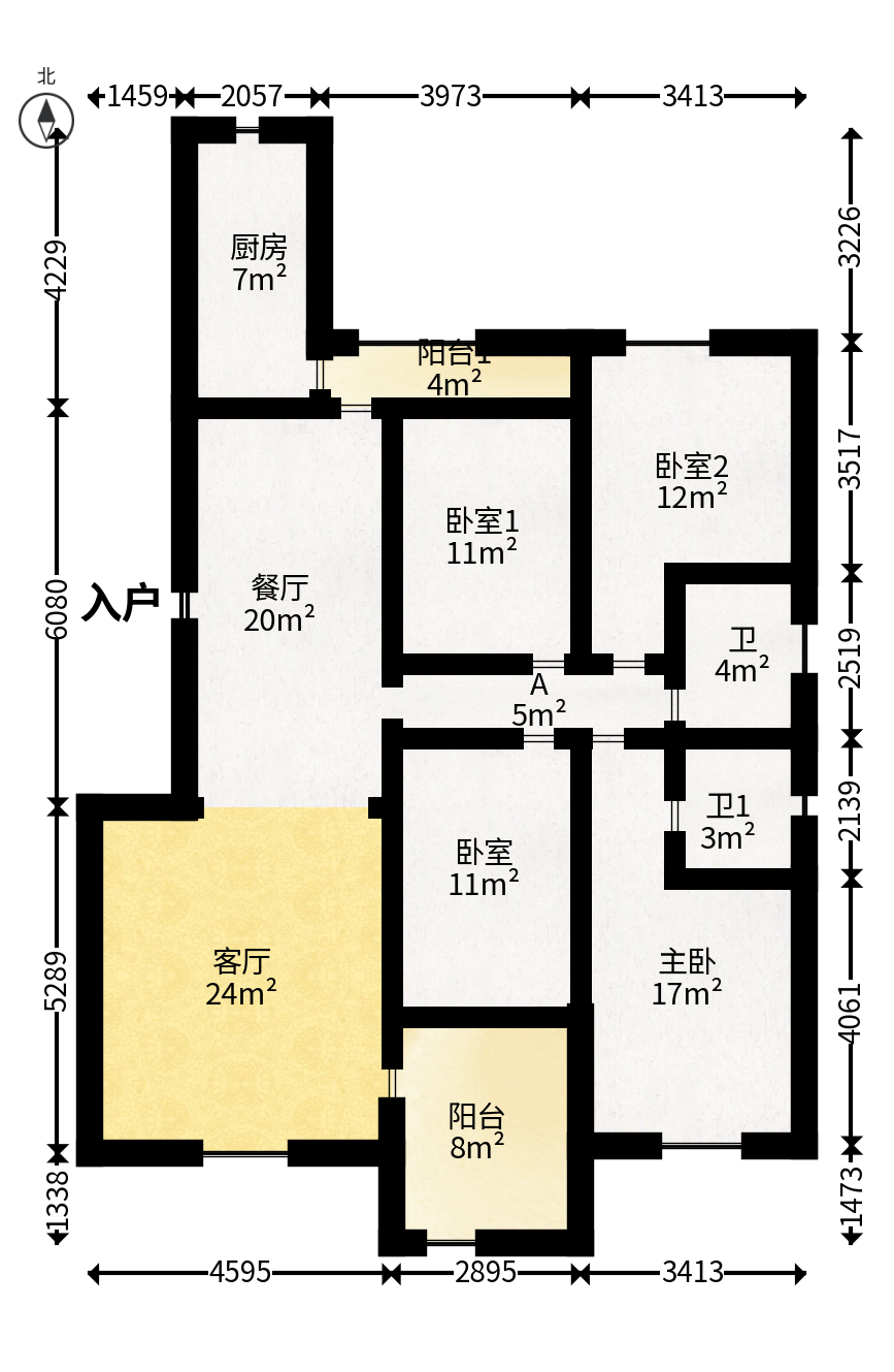 红树湾  3室2厅2卫   83.80万户型图