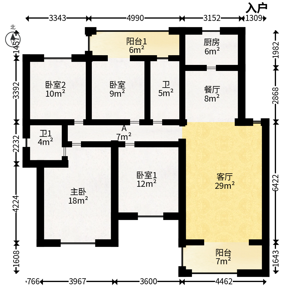 长丰星城  4室2厅2卫   75.00万户型图