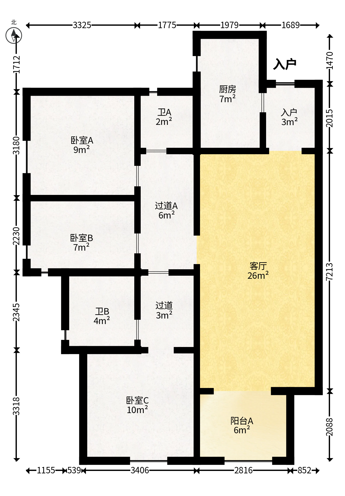 万科魅力之城天阔里  3室2厅2卫   112.00万户型图