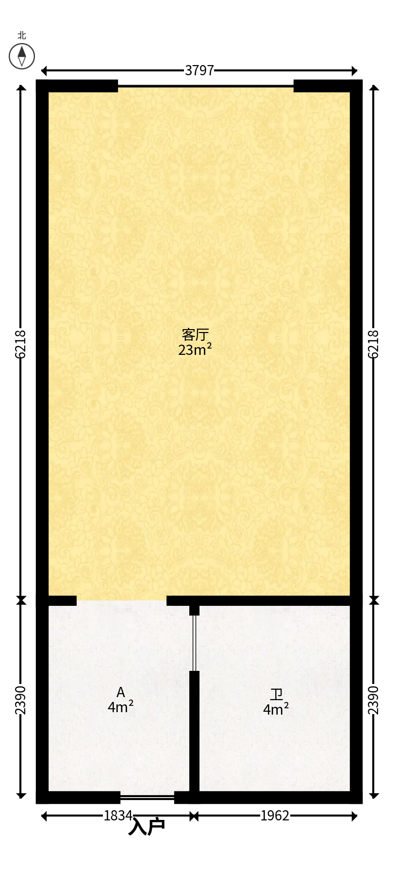 爱都（IDO）  1室1厅1卫   23.30万户型图