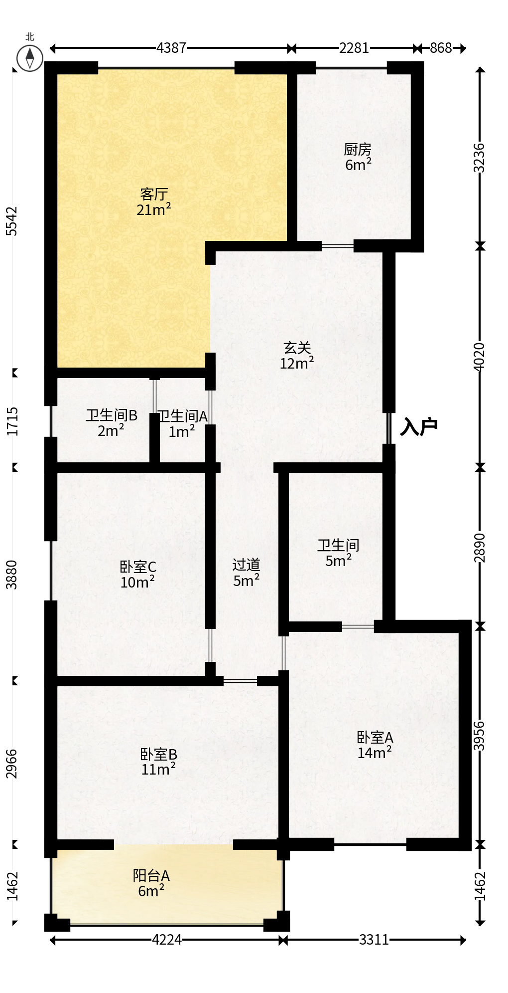 森宇佳园  3室2厅2卫   95.00万户型图