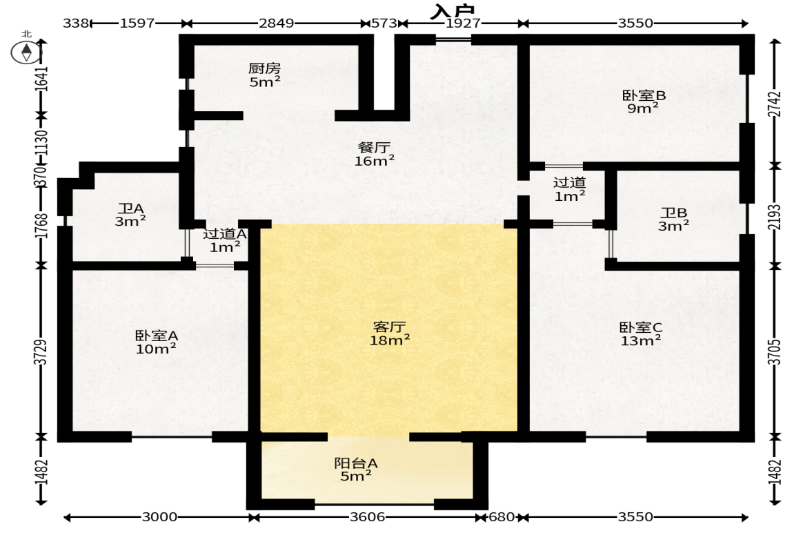 云开壹品樾玺  3室2厅2卫   97.00万户型图