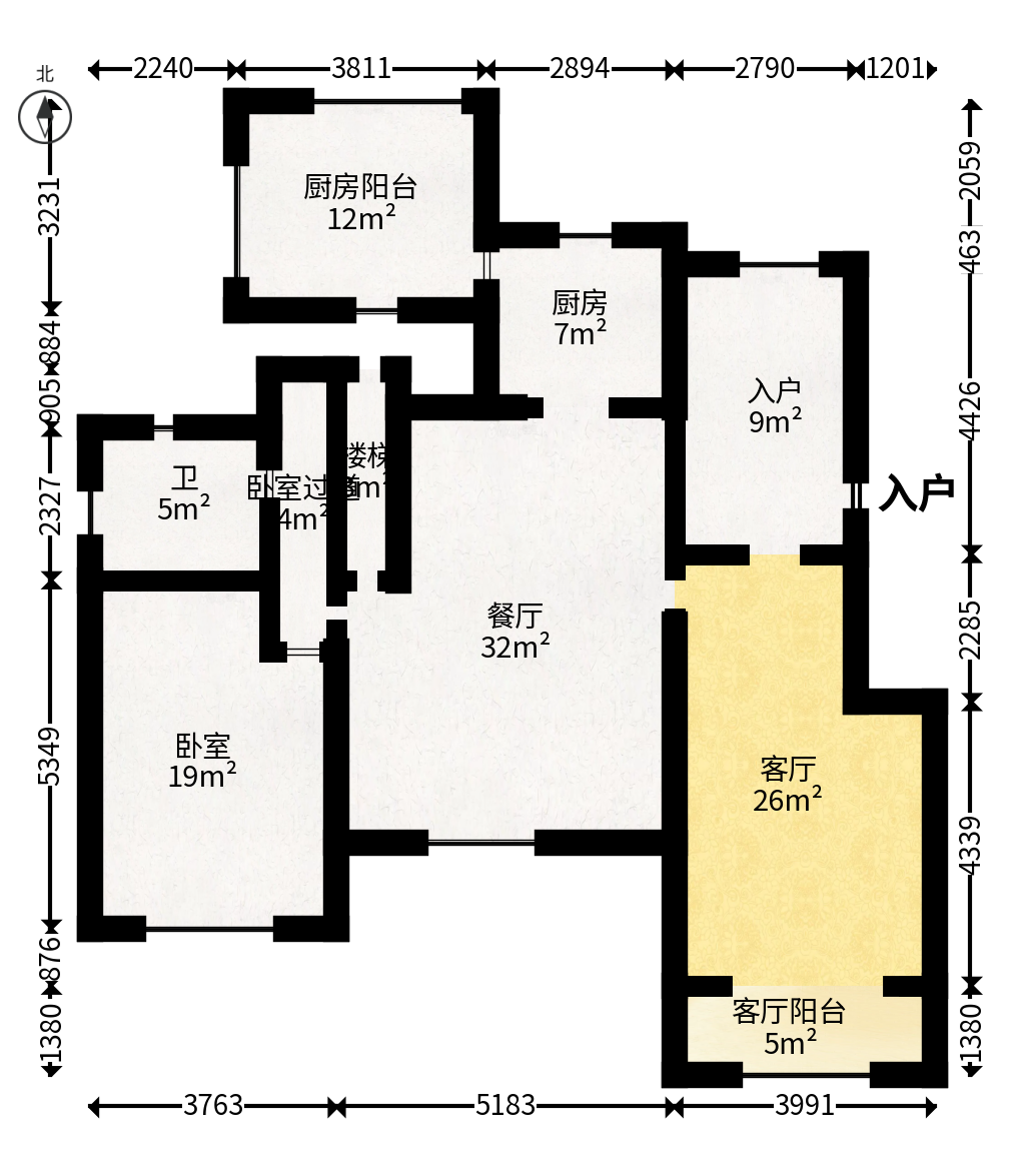 天麓尚层  5室2厅2卫   190.00万户型图