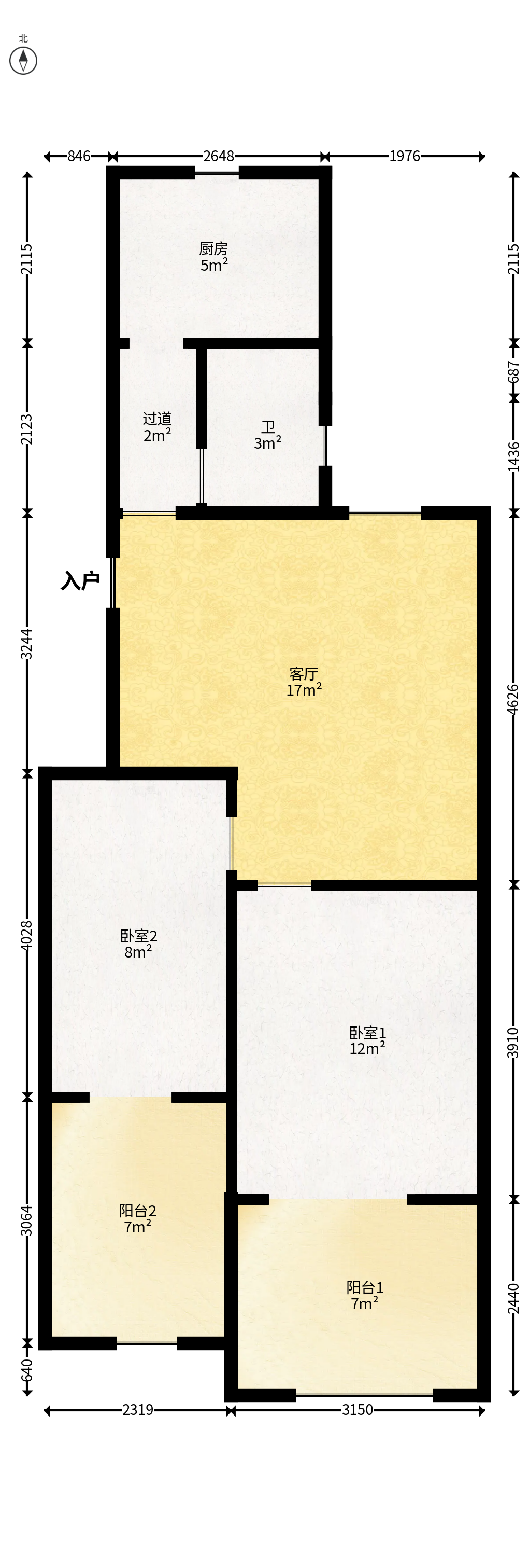 金属回收公司宿舍  2室1厅1卫    43.8万户型图