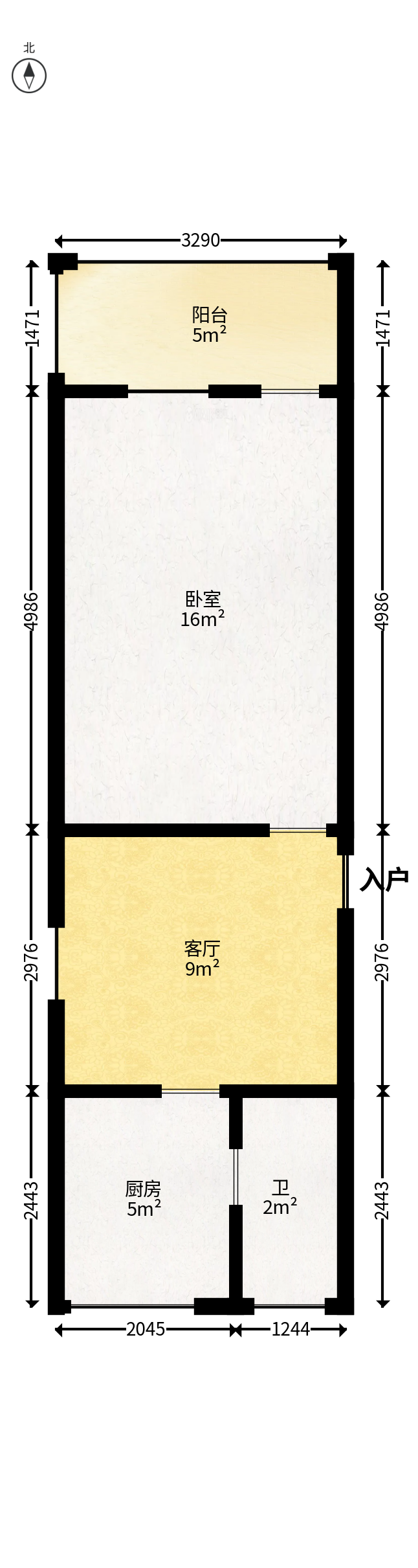 赤岗小区（一二三片）  1室1厅1卫   33.00万户型图
