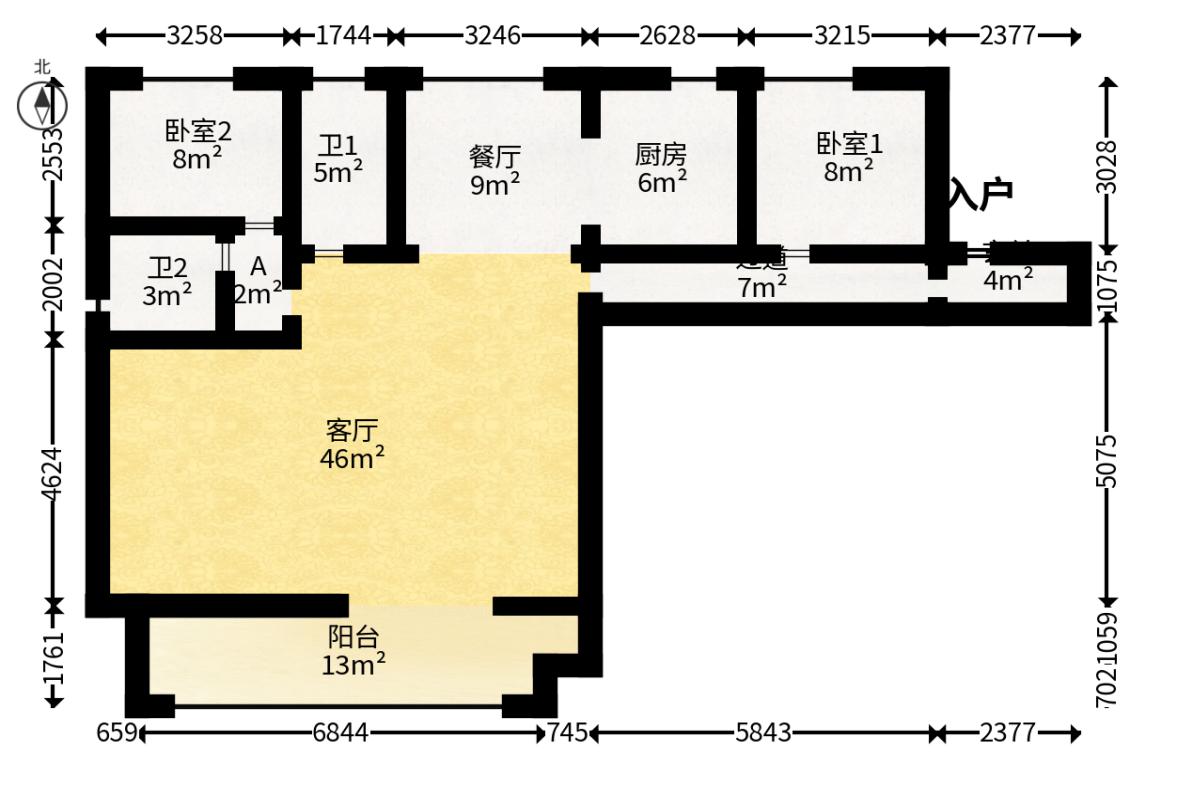 越秀湘江星汇城二期  4室2厅2卫   130.00万户型图