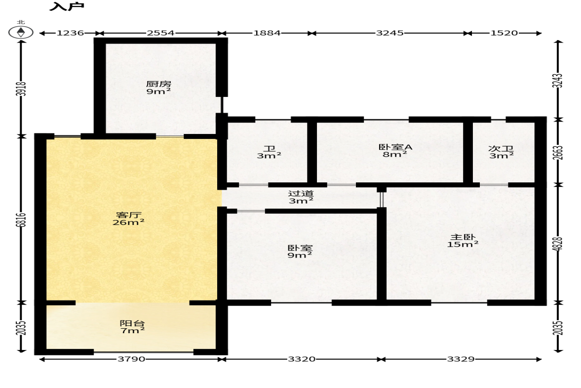 紫晶城  3室2厅2卫   76.00万户型图