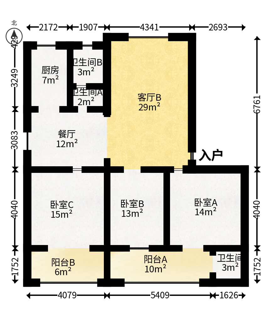 湖南石油化学工业局小区（侯家塘化工厅）  3室2厅1卫   110.00万户型图