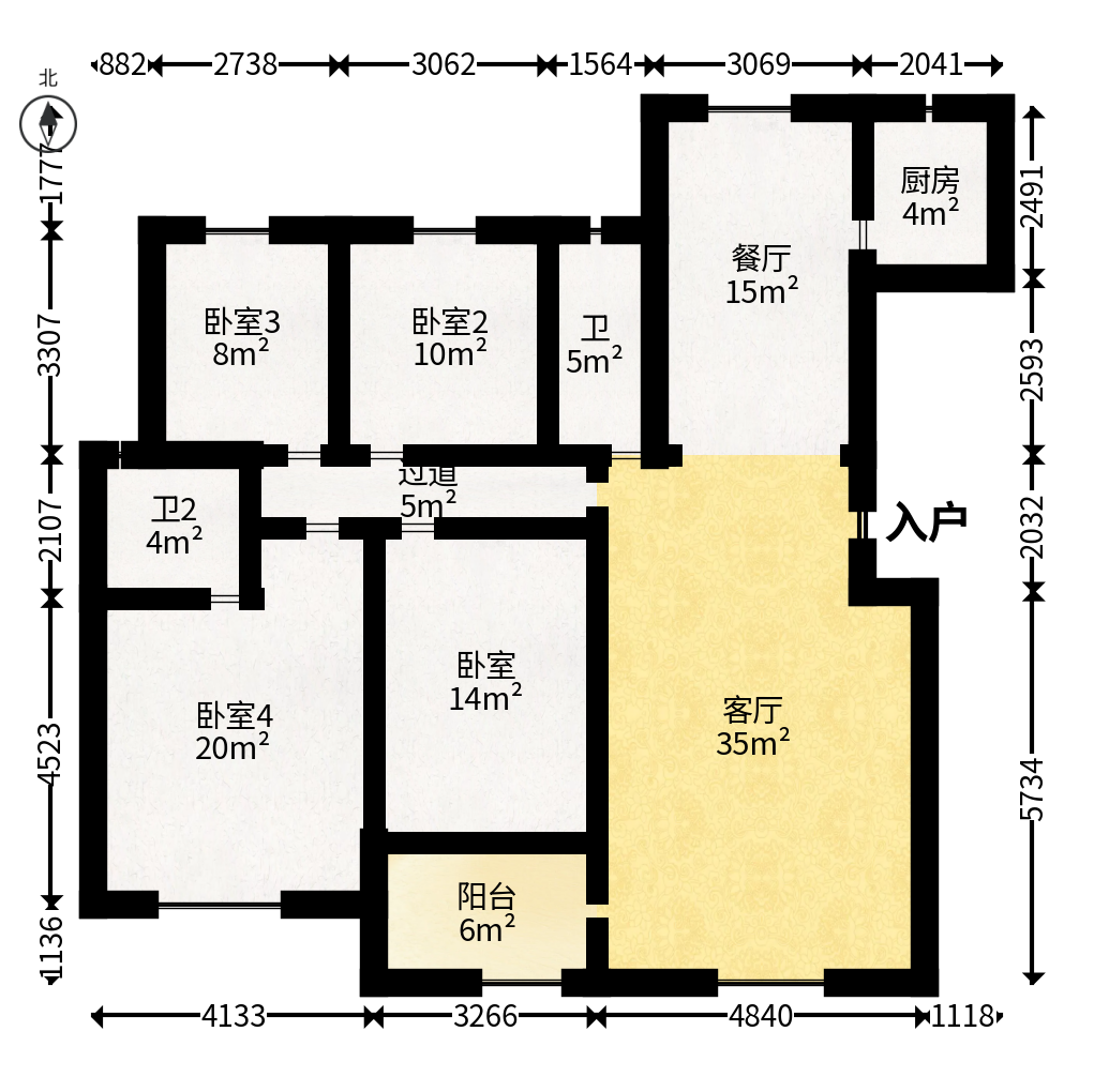 永祺西京  4室2厅2卫   198.00万户型图