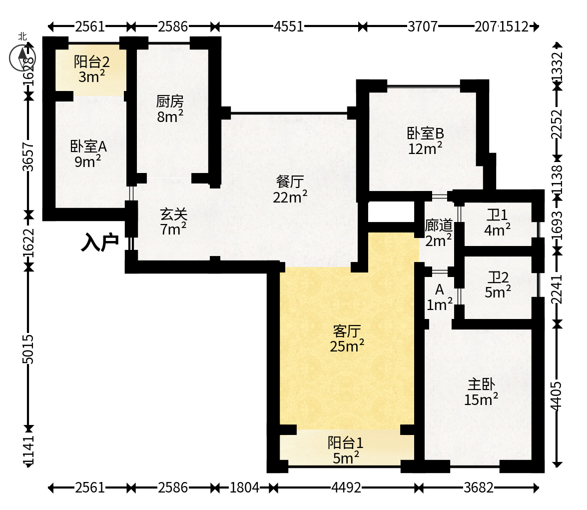 邦盛水岸御园  4室2厅2卫   107.50万户型图