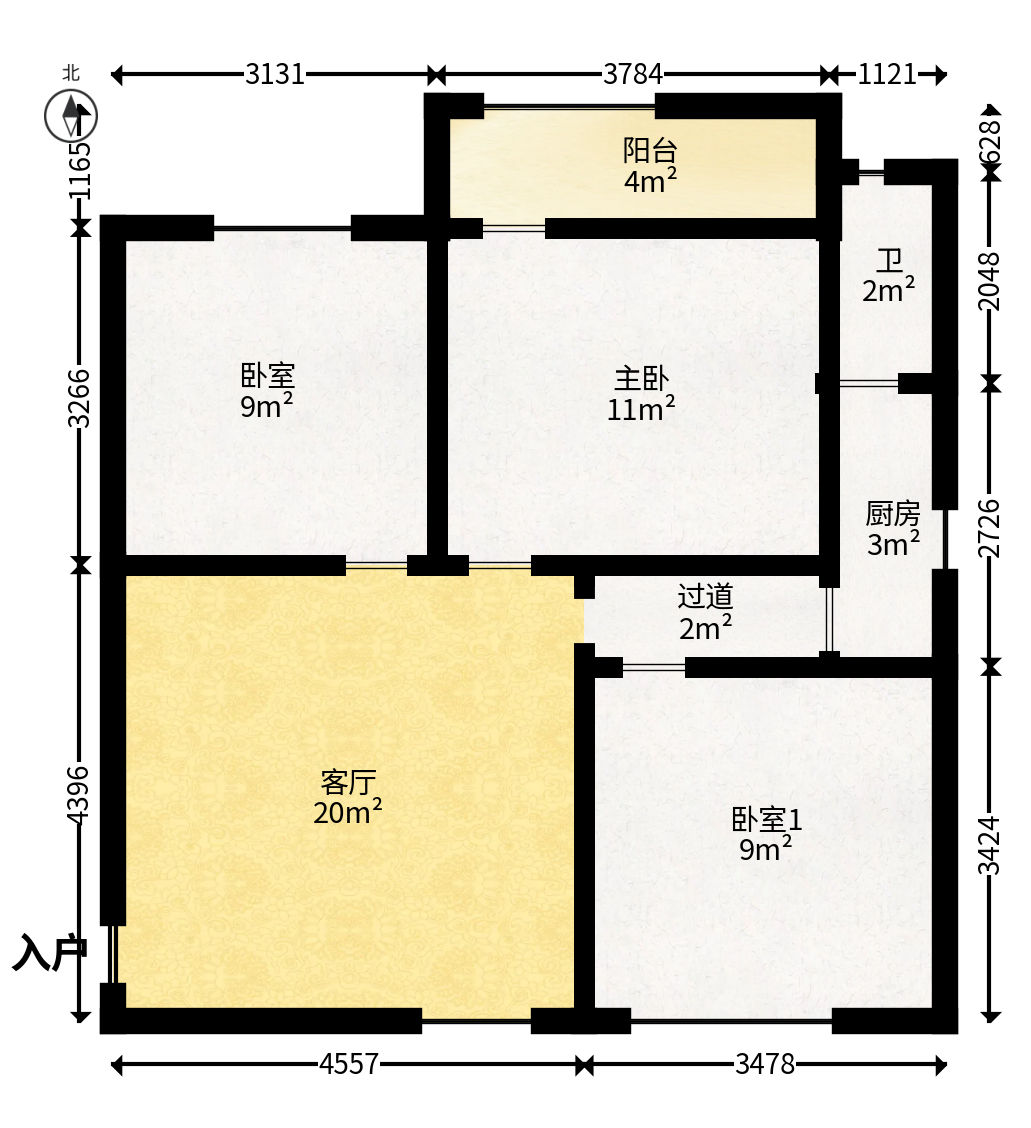 衡清里散盘  3室2厅1卫    45.0万户型图