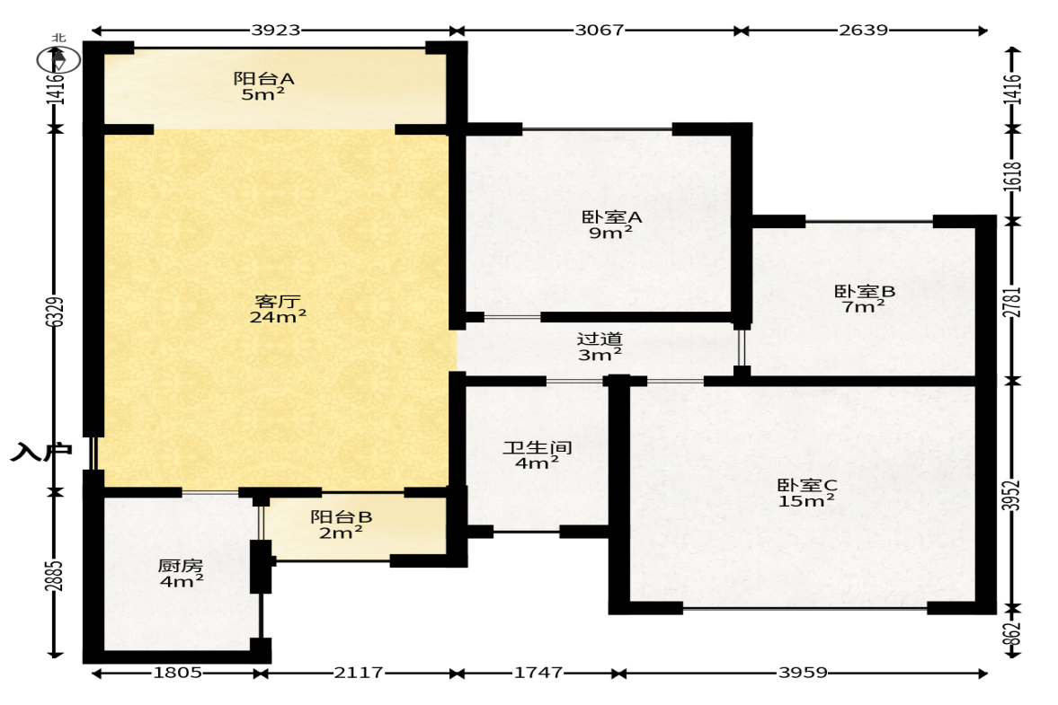 恒大雅苑  3室2厅1卫   70.00万户型图