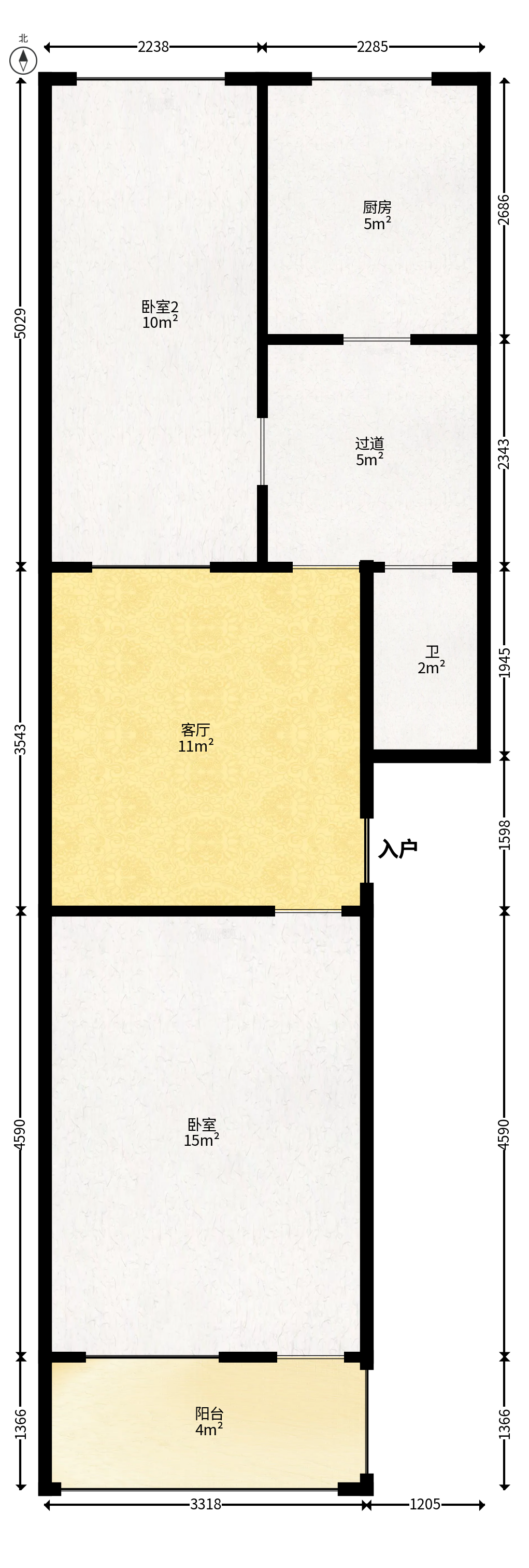 中建五局信和苑二区  2室1厅1卫   45.00万户型图
