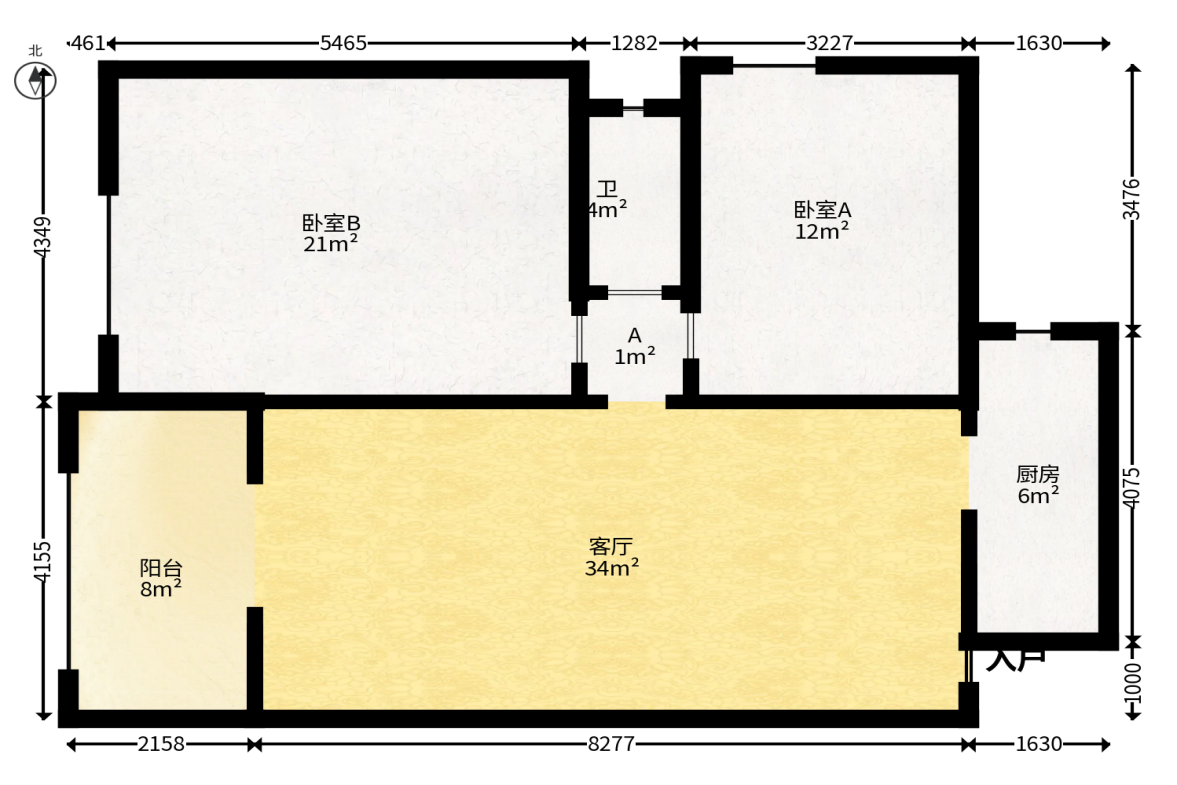 华盛新外滩  2室2厅1卫   126.00万户型图