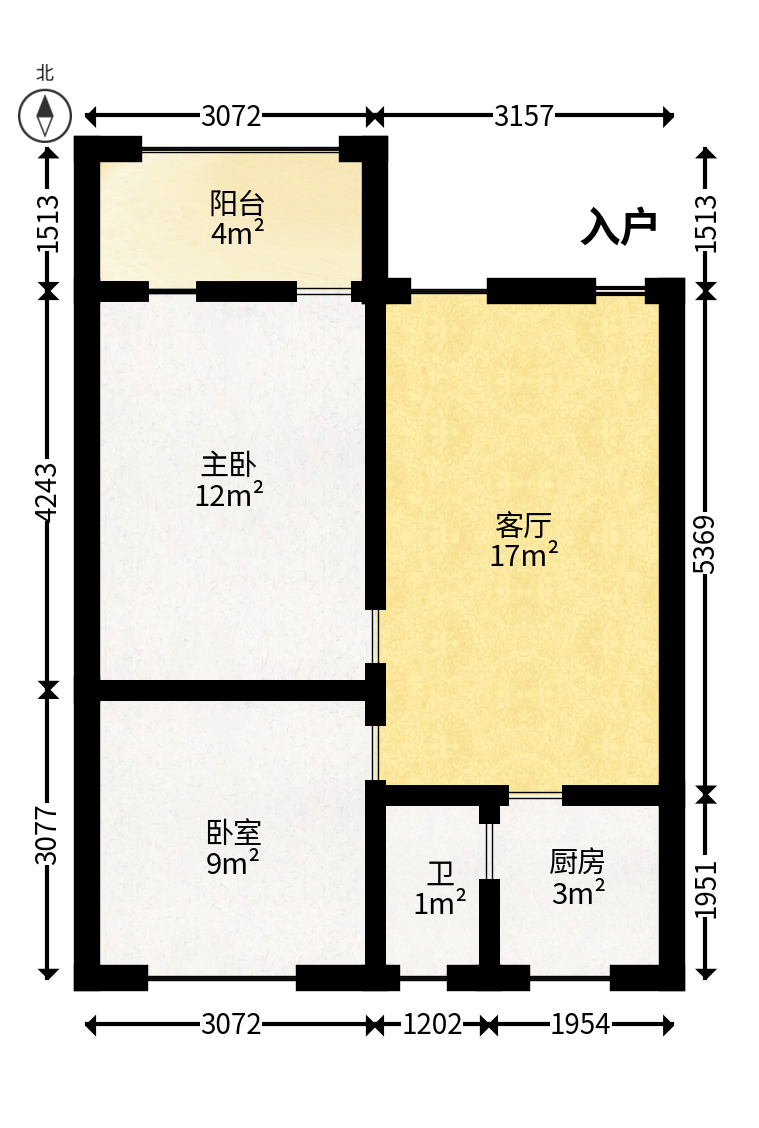 星光大厦  2室1厅1卫   42.00万户型图