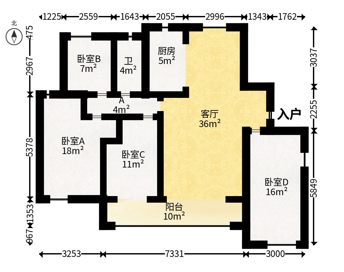 中建梅溪湖中心  4室2厅2卫   209.00万户型图