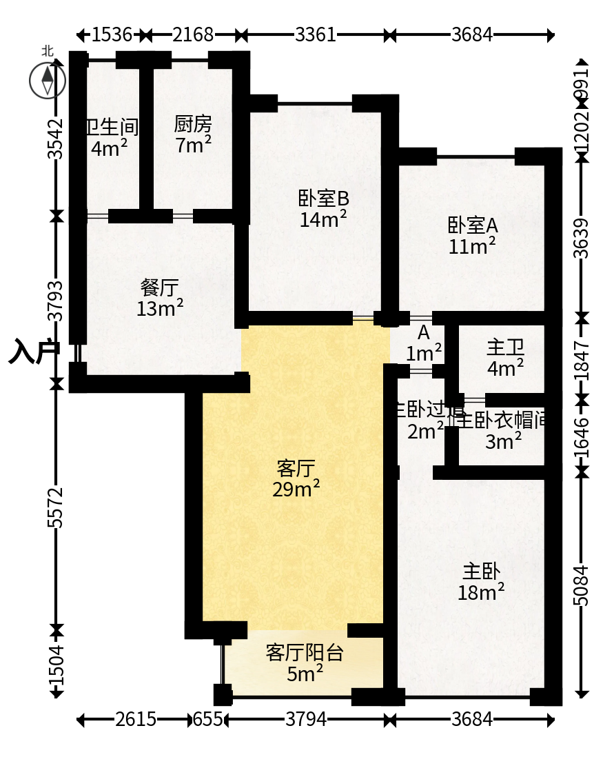 八方小区C区  3室2厅2卫   428.00万户型图