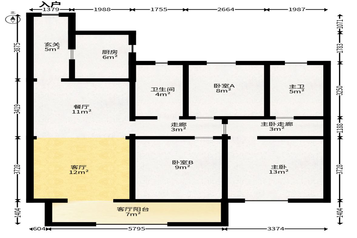 江悦和鸣  3室2厅2卫   196.00万户型图