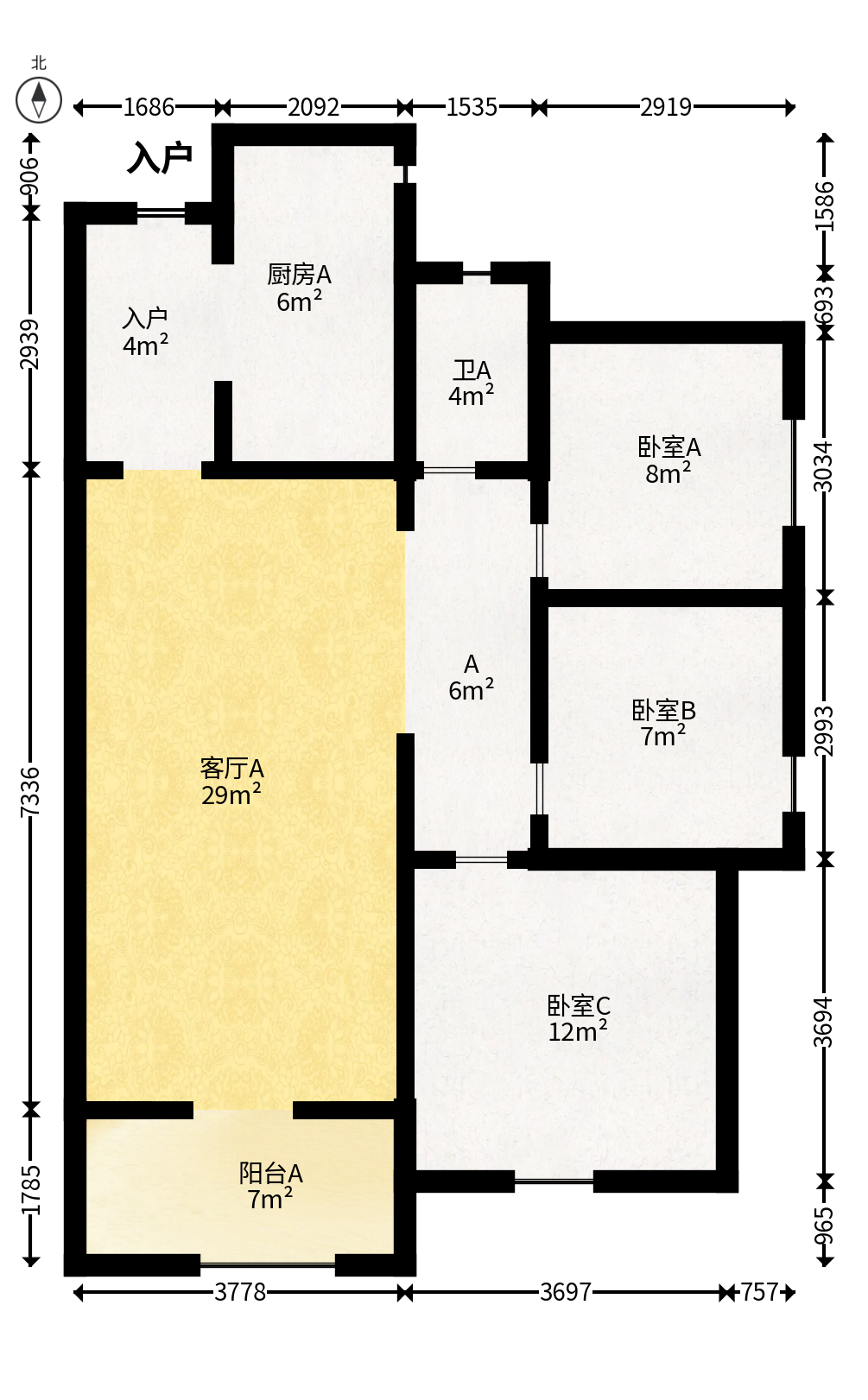 中建嘉和城凤凰台（中建瑞兴家园）  3室2厅1卫   95.00万户型图