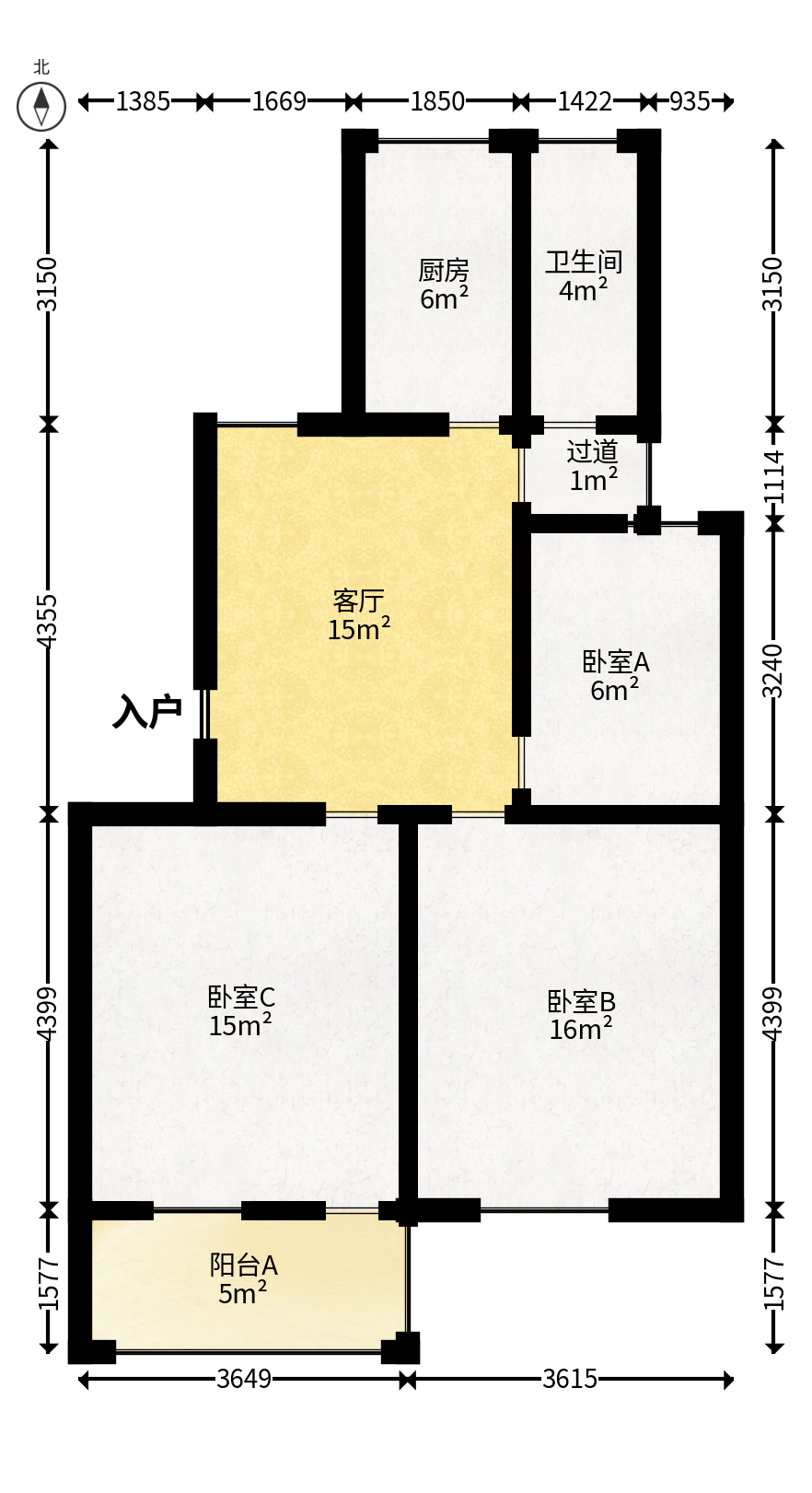 化工设计院  3室1厅1卫   56.80万户型图