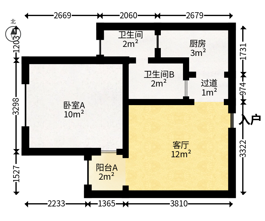 白沙晶城  1室1厅1卫   46.80万户型图