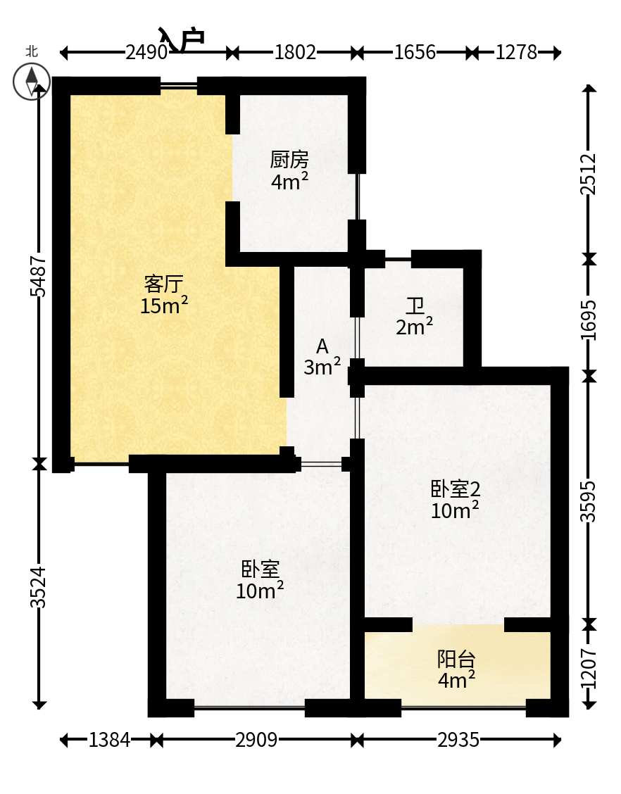 荣盛花语馨苑  2室1厅1卫    51.8万户型图