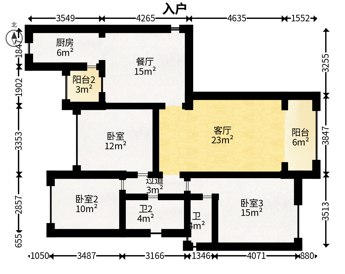 恒大华府  3室2厅2卫   228.00万户型图