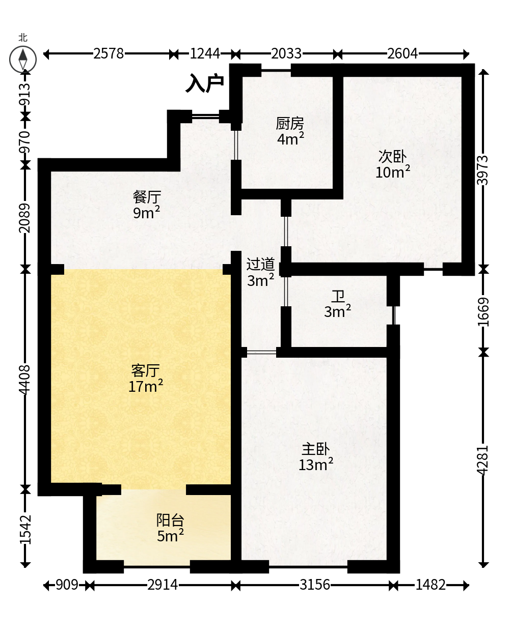 澳海澜庭  2室2厅1卫   52.00万户型图
