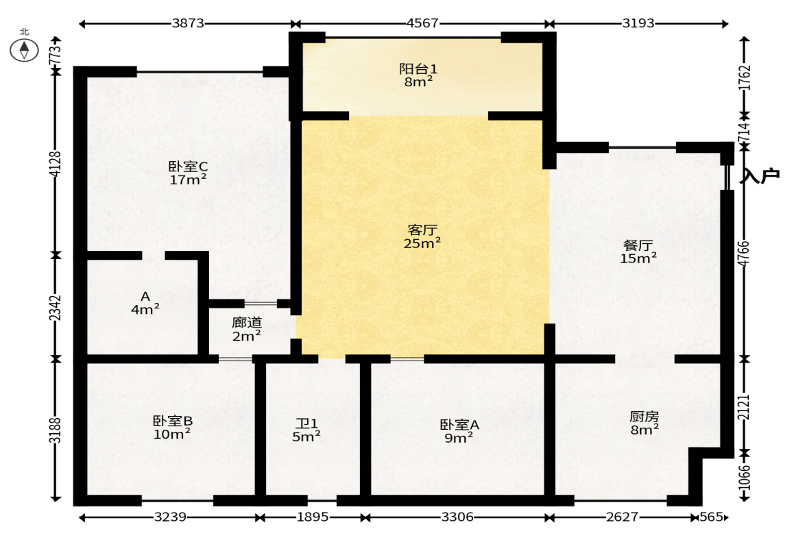 江山帝景哈佛  3室2厅2卫   116.00万户型图