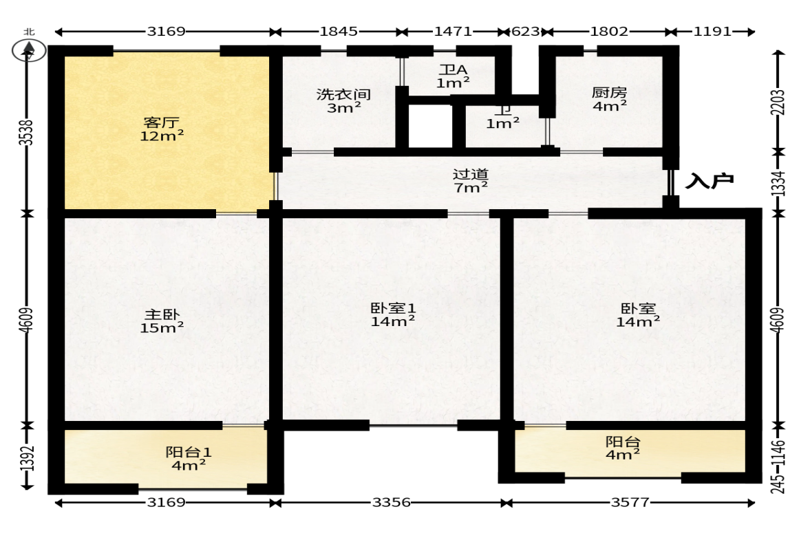 人民新村  3室1厅1卫   45.00万户型图