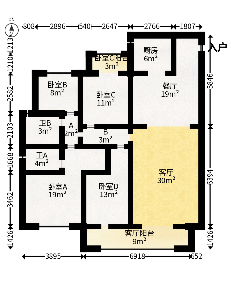 金茂建发泊悦  4室2厅2卫   198.00万户型图