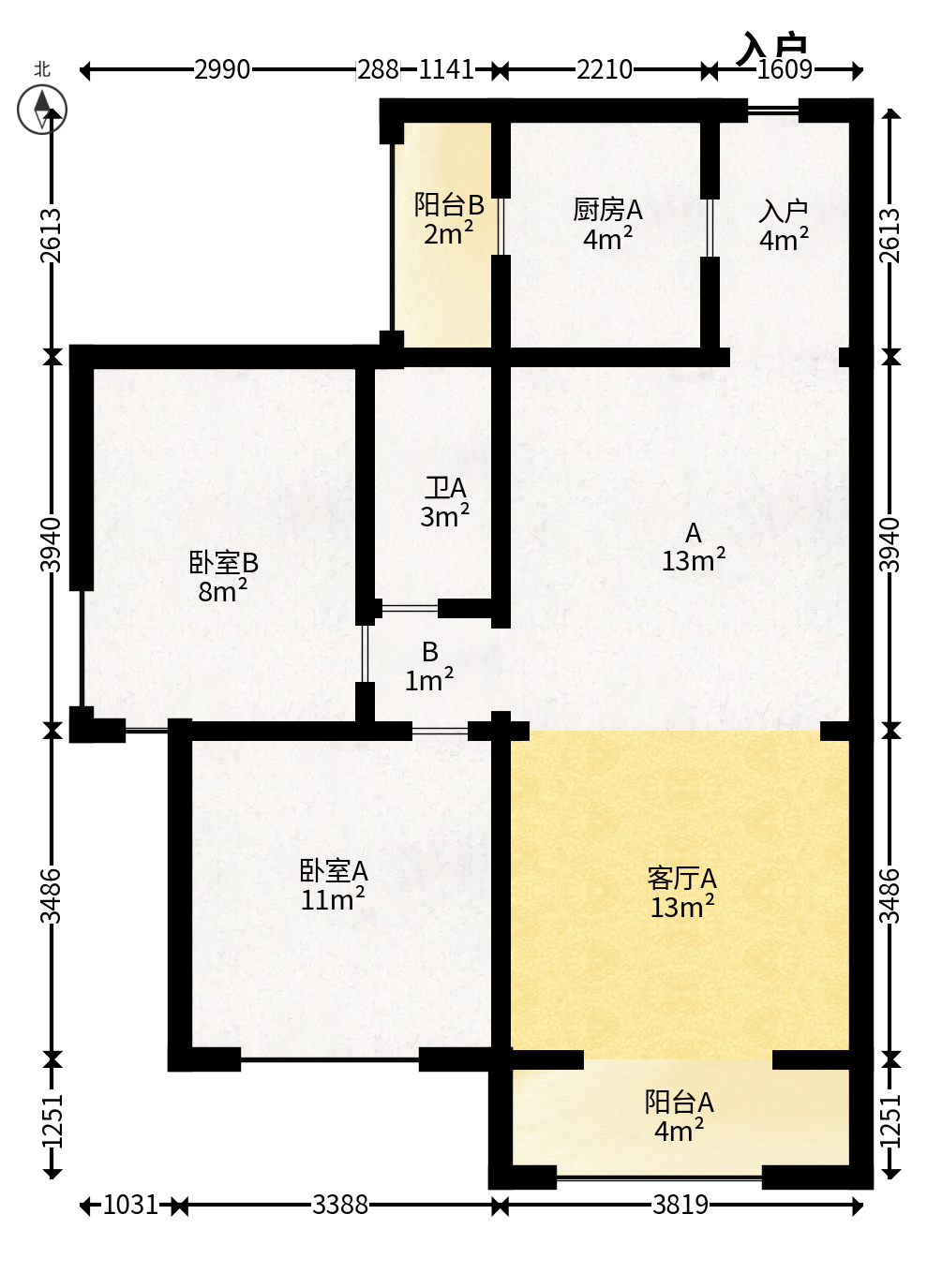 蓝光幸福满庭  2室1厅1卫   78.00万户型图