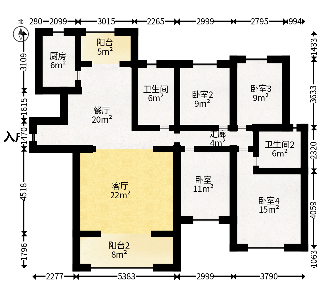 长房东云台  4室2厅2卫   148.00万户型图