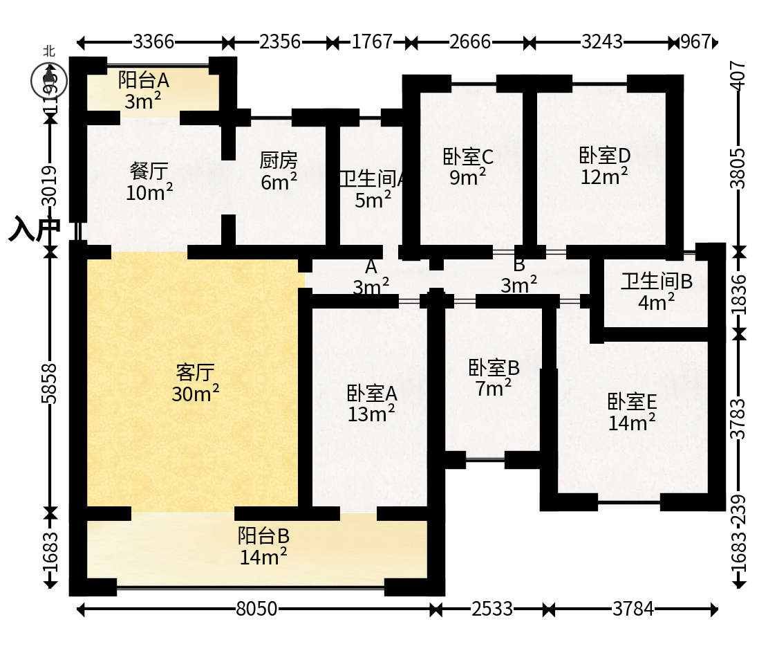 德泽苑  5室2厅2卫   95.00万户型图